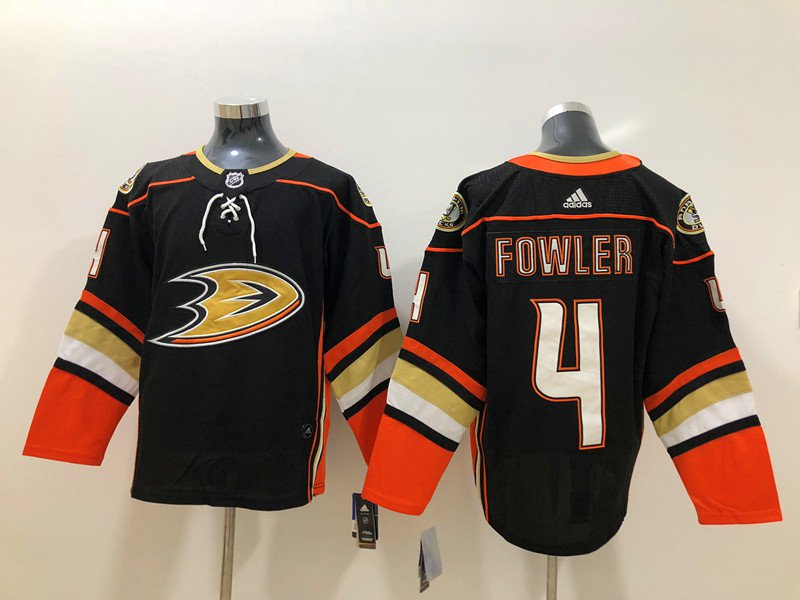Men's Anaheim Ducks #4 Cam Fowler Black Home Authentic Stitched Hockey Jersey